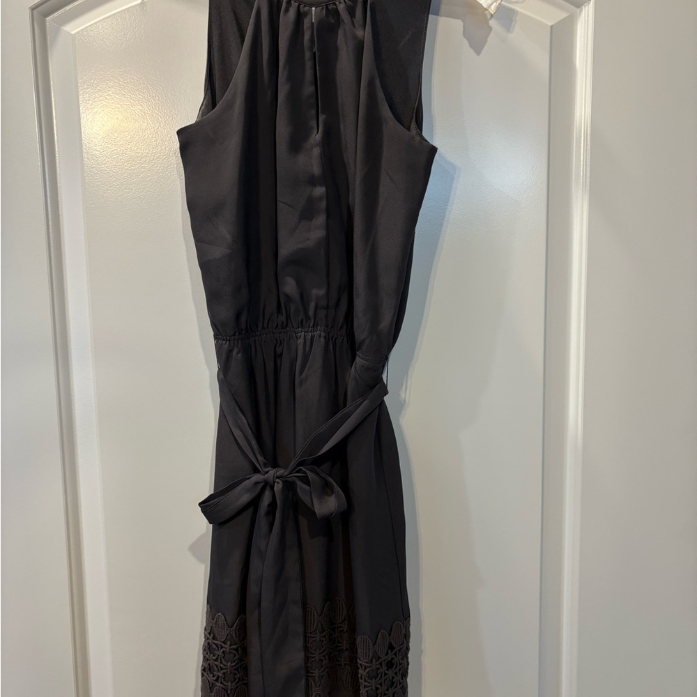 Express Charcoal Backless Dress with Lace Detail